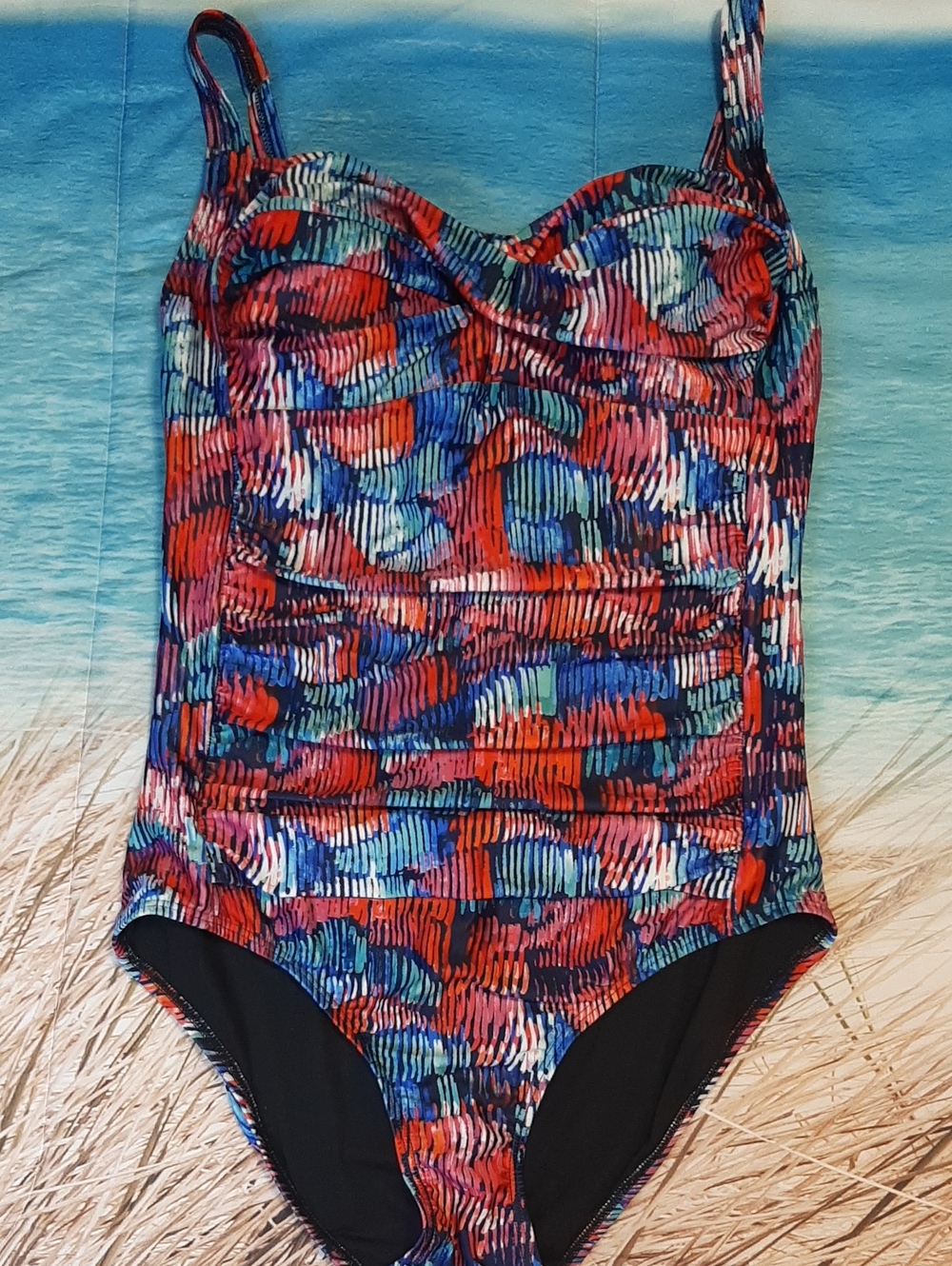 Swimsuits For All Shore Club Size 20 Multi-Color Ruched One-Piece Swimsuit Beach